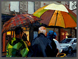 Les Parapluies, papier marouflé, 33x41