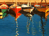 4 barques catalanes. Acrylique sur toile 43x30