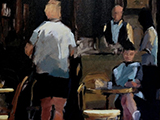 Rendez-vous au café. Huile toile 60x73