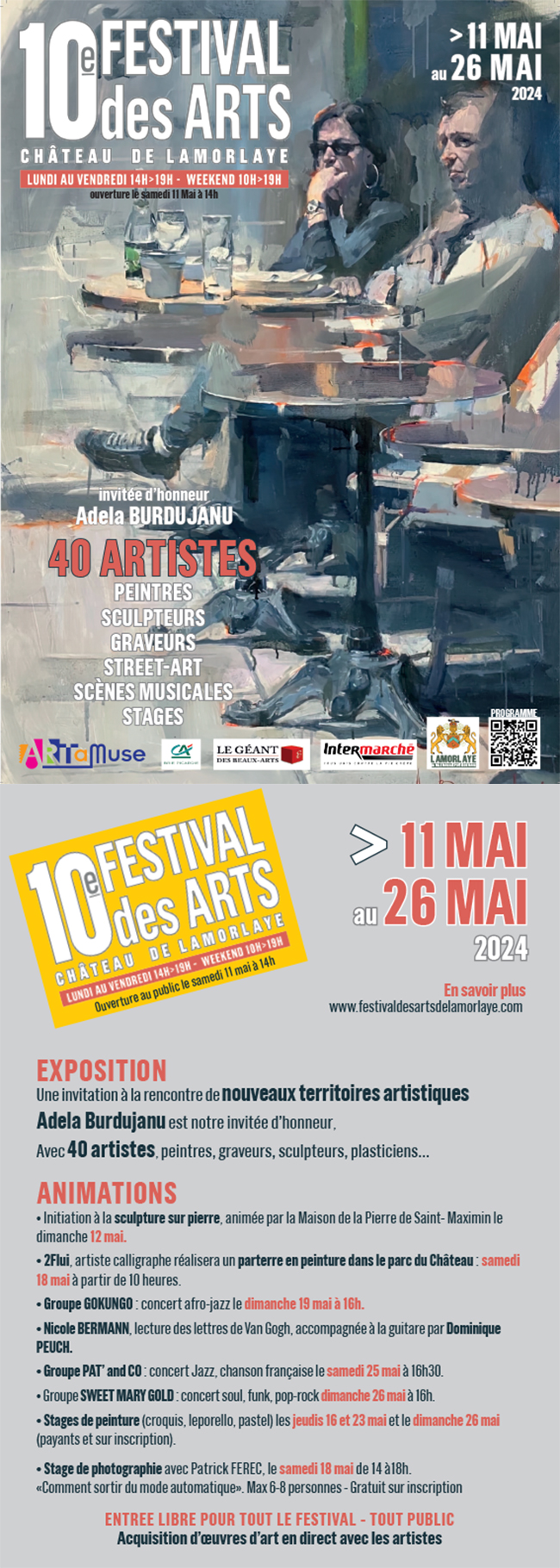 10éme Festival des Arts au Château de Lamorlay du 11 au 26 mai 2024